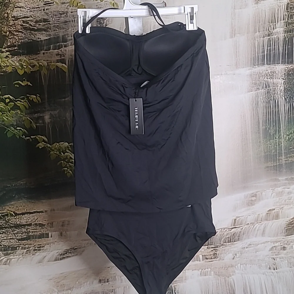 New with tags! Tempt Me Womens Medium black halter tankini swim suit